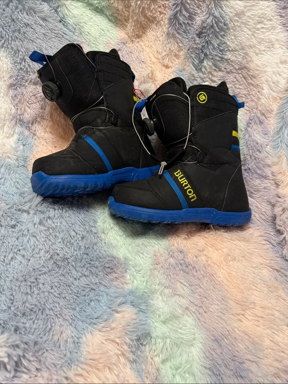 Burton Kids Black and Blue Snow Boots with Yellow Logo